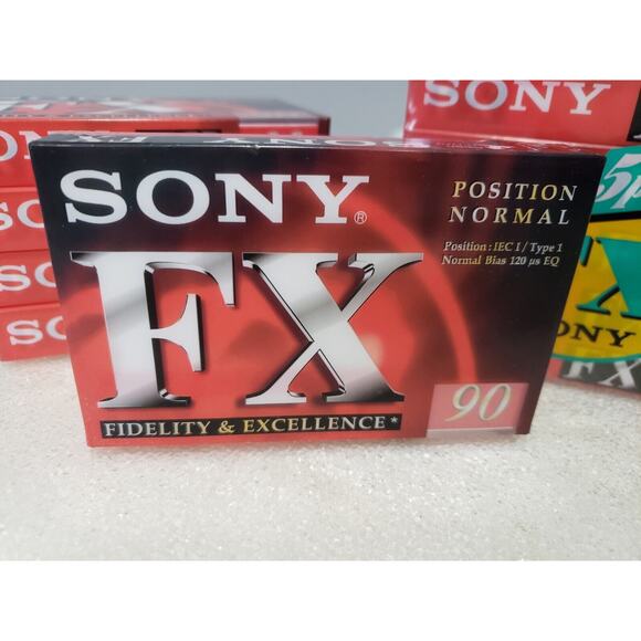 Lot 10 SONY FX 90 Minute Cassette Tapes New Sealed IEC I/Type 1 NORMAL - Picture 2 of 3